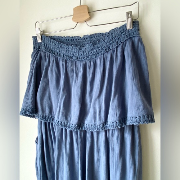 Aerie dusty blue strapless flowy jumpsuit - Picture 12 of 16